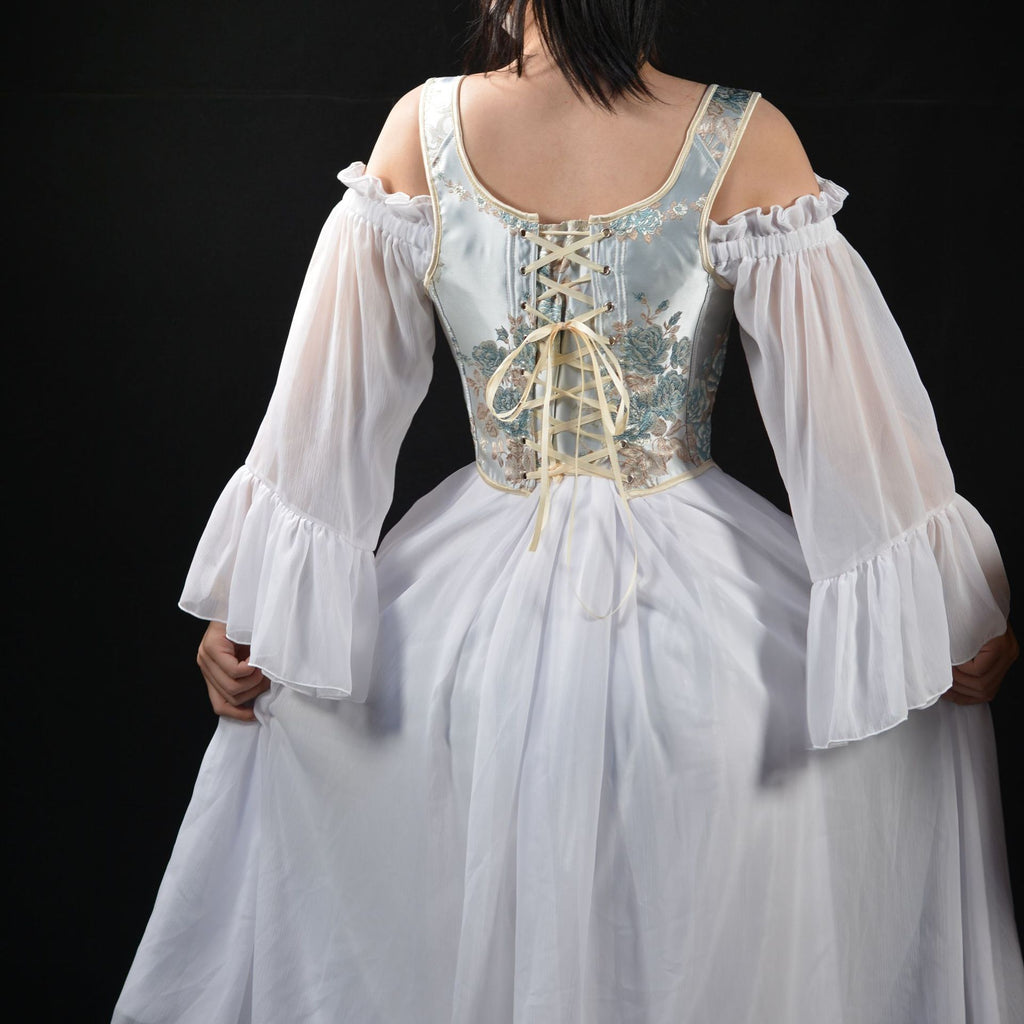 European Style Floral Embroidery Corset Top