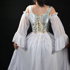 European Style Floral Embroidery Corset Top