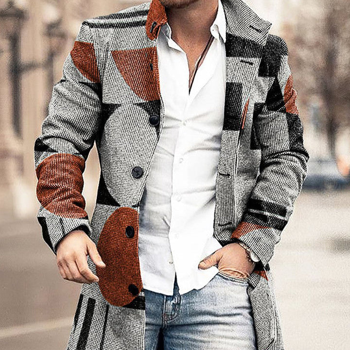 Men's Woolen Stand Collar Casual Coat for Autumn/Winter