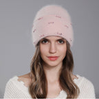 Warm Knitted Wool Hat for Women in Winter | Embroidered Cap