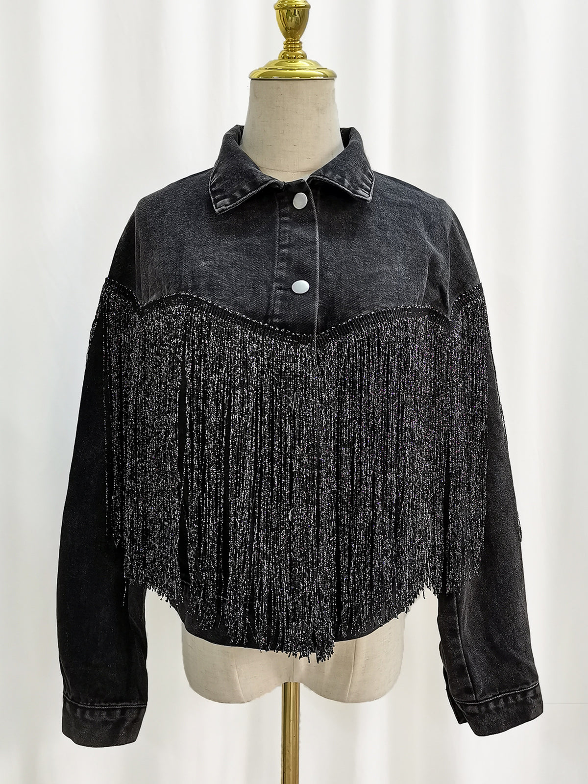 New European Star Rivet Tassel Coat for Women
