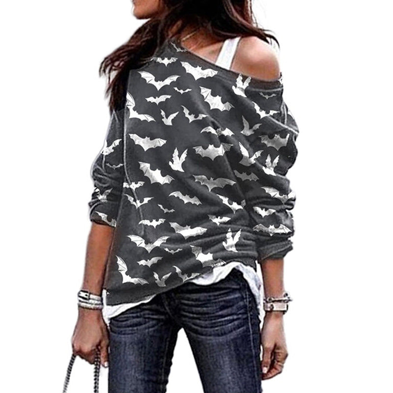 Ladies Printed Round Neck Pullover Sweater | Streetwear