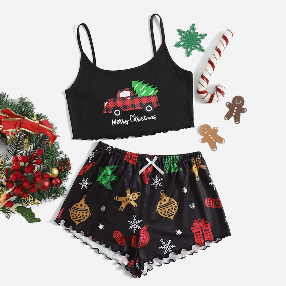 Summer Sexy Women's Christmas Pajamas Set (2 Pieces)