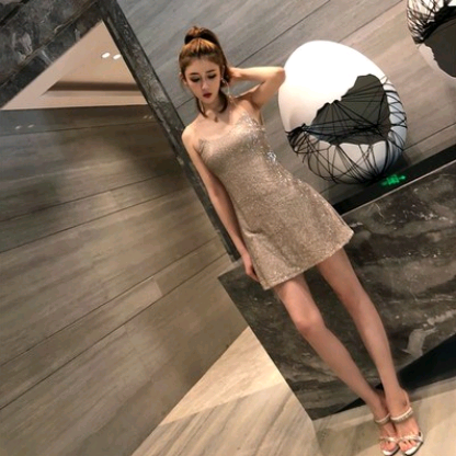 Sexy Summer Backless A-Line Sequin Dress for Women