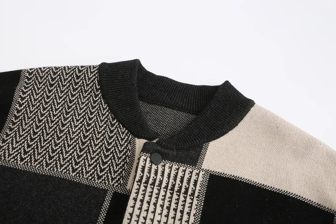 Men's Thick Knit Long Cardigan with Stand Collar