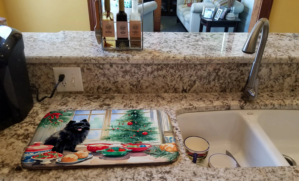 Pomeranian Christmas Cookies Dish Drying Mat