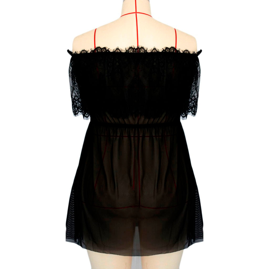 Women's Lace Nightwear with Off-Shoulder Design