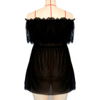 Women's Lace Nightwear with Off-Shoulder Design