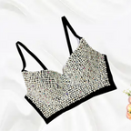 Rhinestone Beaded Bustier Push-Up Bralette Crop Top