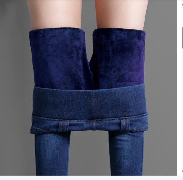 High-Waisted Thermal Fleece Denim Jeggings for Women