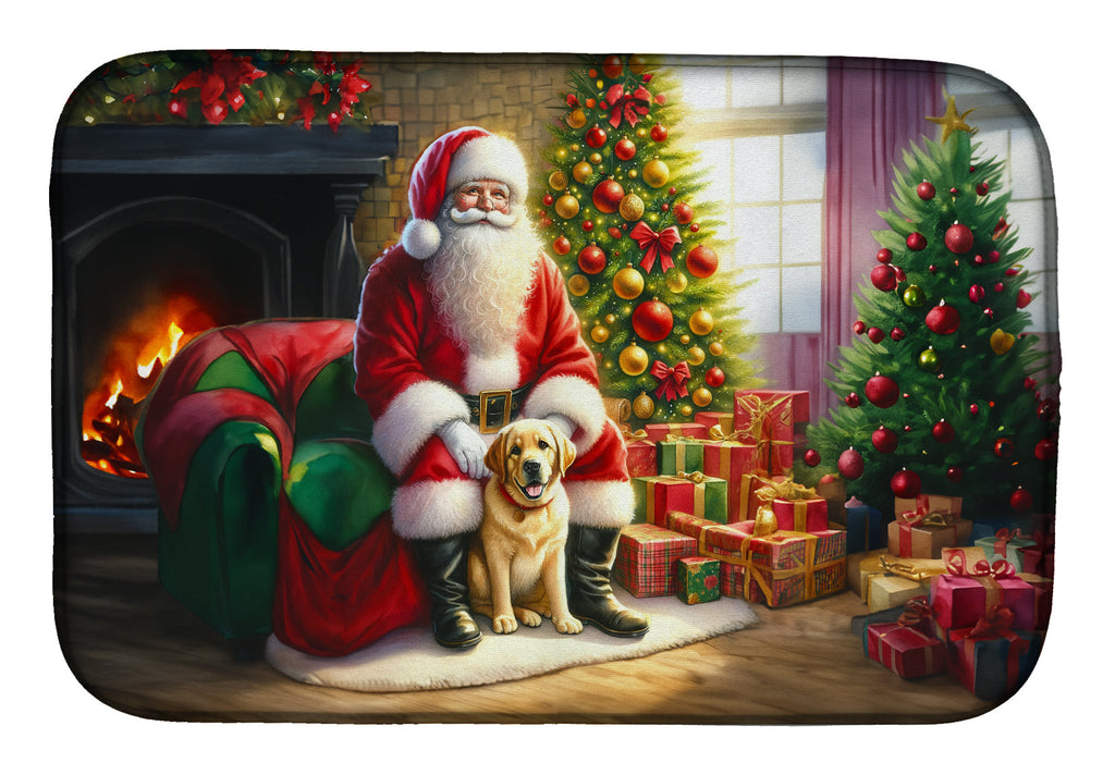 Labrador Retriever and Santa Claus Dish Drying Mat