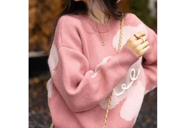 Loose Casual Round Neck Jacquard Pullover Sweater 2023 | Streetwear