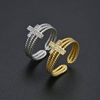 Adjustable Multilayer Zircon Cross Ring