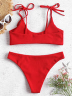 2018 Women's Sexy Solid Color Bikini Set with Lace