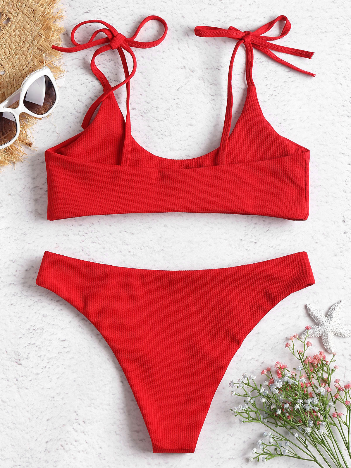 2018 Women's Sexy Solid Color Bikini Set with Lace