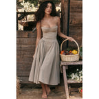 Sexy V-Neck Spaghetti Strap Midi Dress for Women