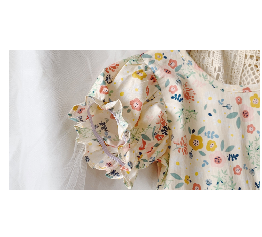 Girls Summer Short Sleeve Floral Print Dress