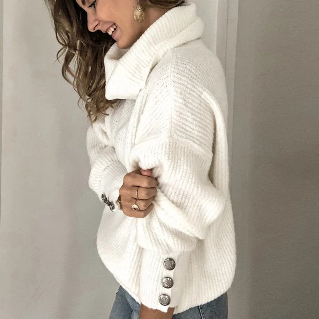 Vintage Casual Women’s Turtleneck Sweater - Long Sleeve