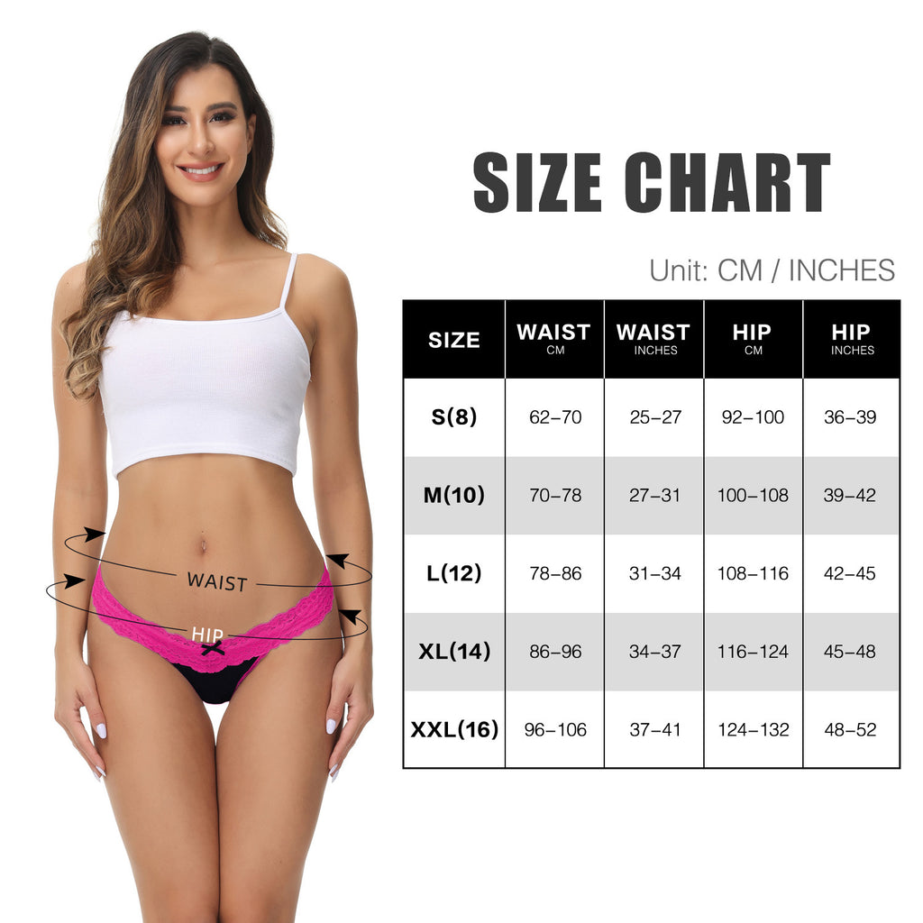Women's Cotton Lace Thong Underwear - 6 Pack