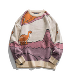 Loose Fit Patterned Jacquard Round Neck Sweater