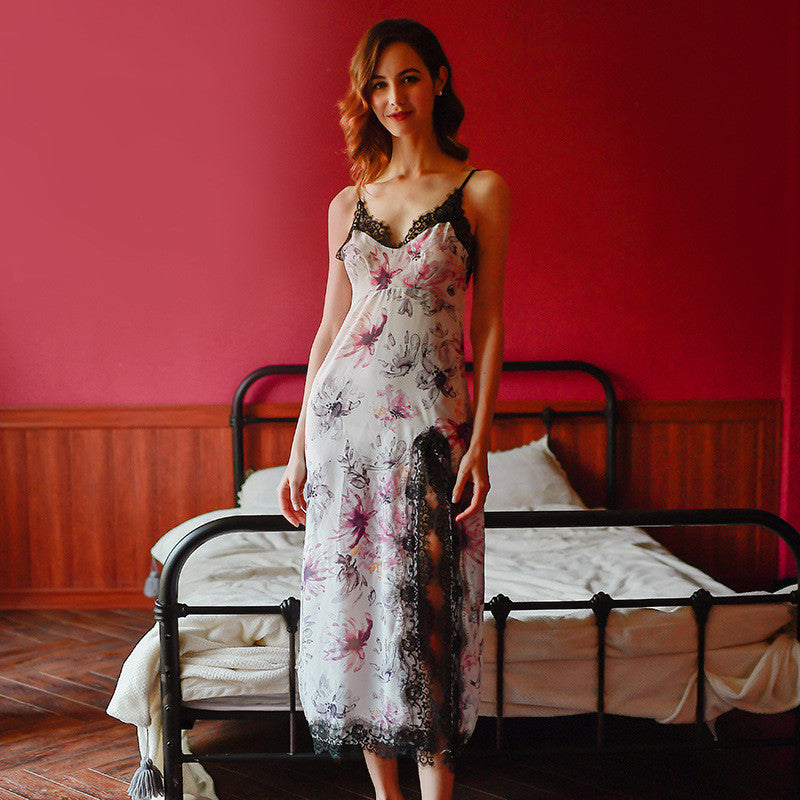 New Silk Long Summer Nightgown for Women Plus Size