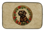 Labrador Retriever Christmas Flowers Dish Drying Mat