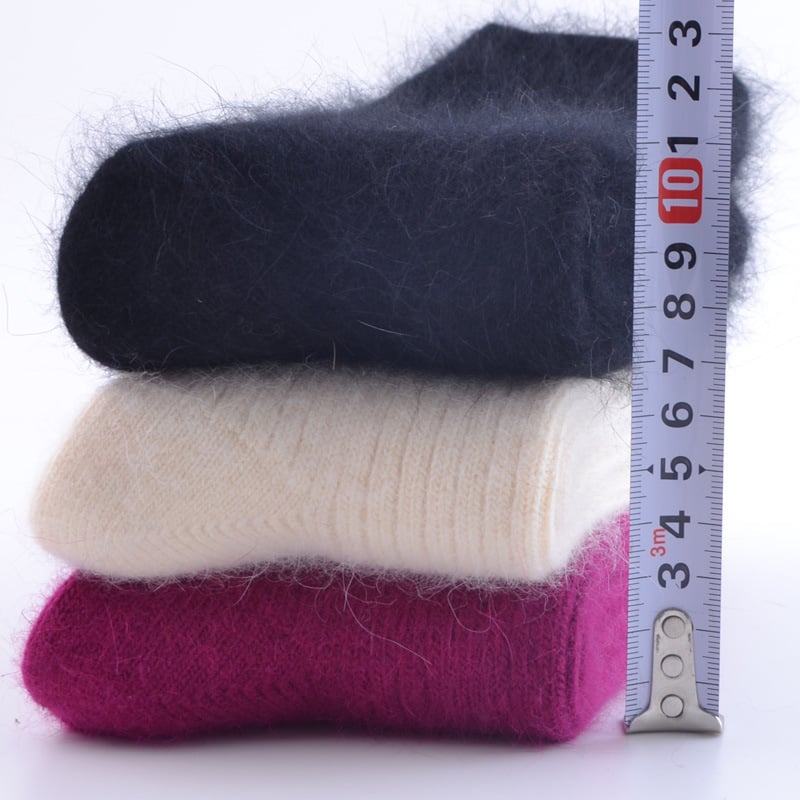 Double Needle Rabbit Wool Socks for Women