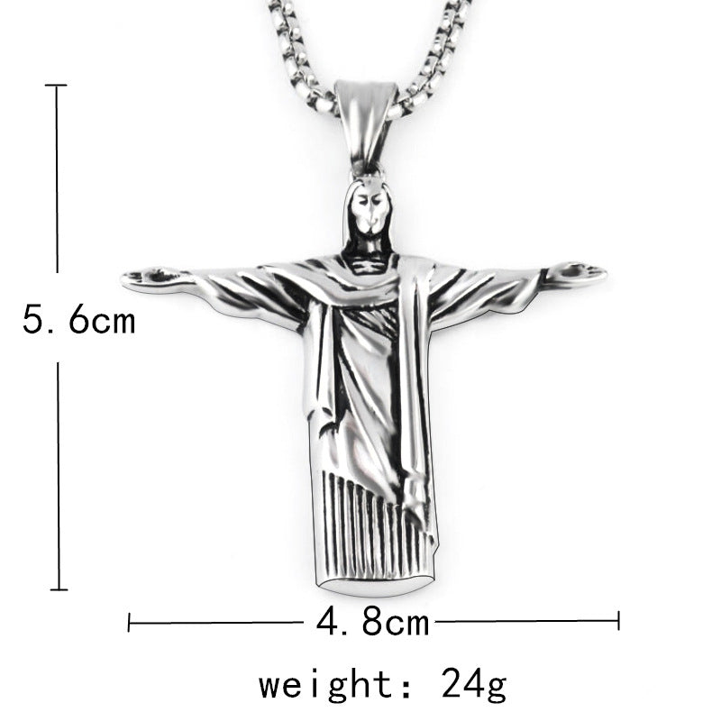 Christ the Redeemer Jesus Pendant Necklace for Men | Christian Jewelry
