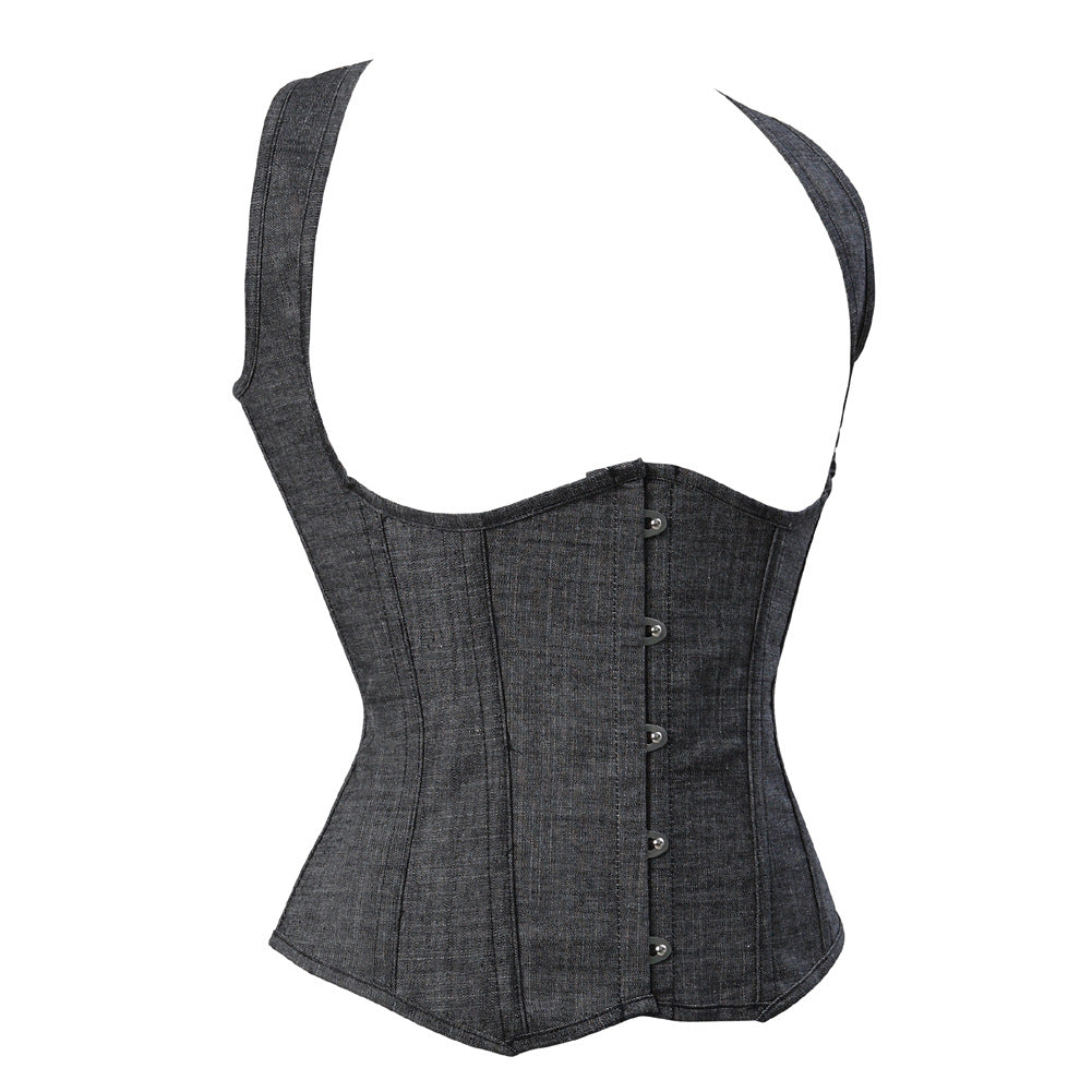 Gray Long-Line Shaping Bodysuit with Waist Control