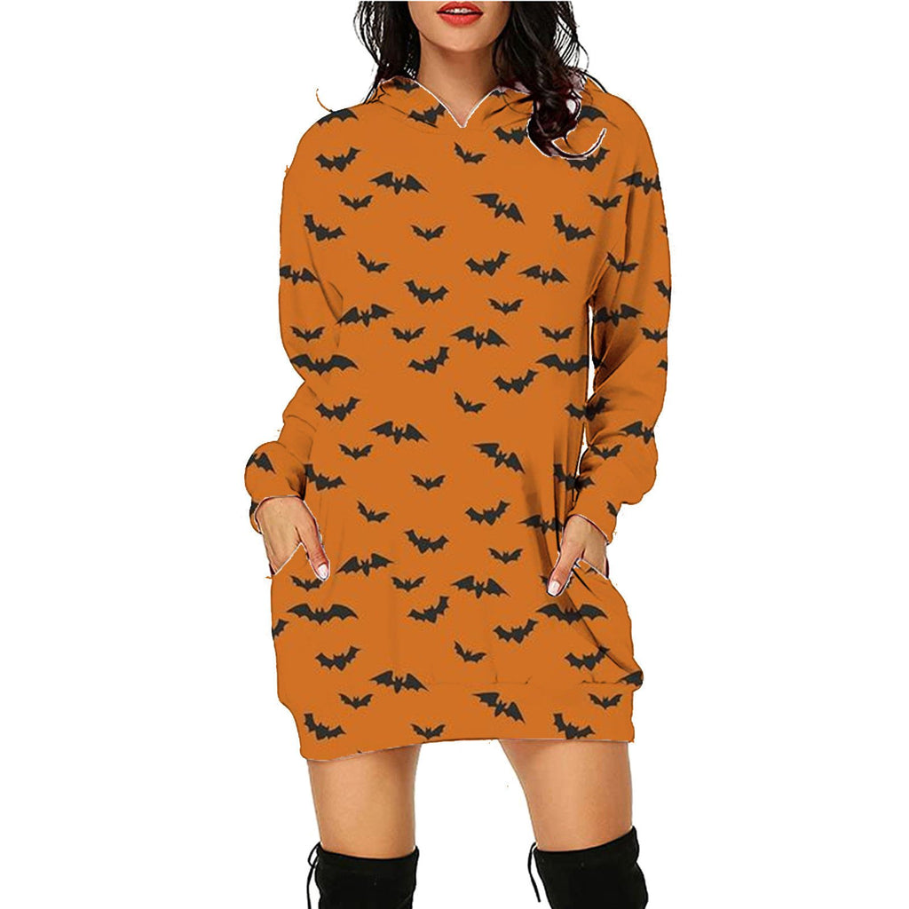 Hooded Long Sleeve Mid-length Halloween Sweater for Women