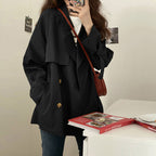 Khaki British Style Short Trench Coat for Women