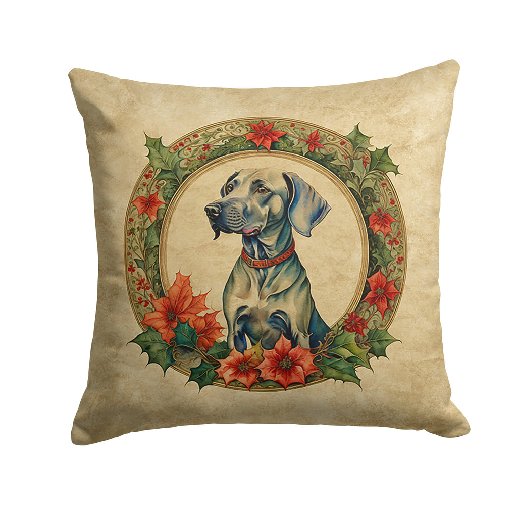 Weimaraner Christmas Flowers Throw Pillow
