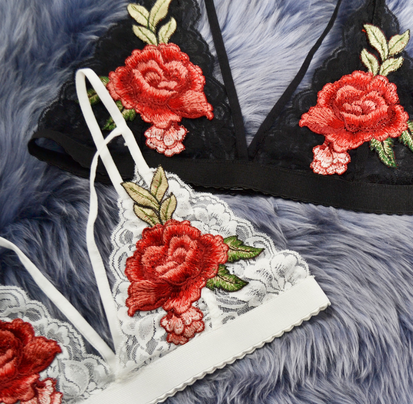 Lace Bra with Floral Sheer Design for Intimate Wear