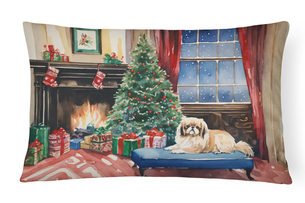 Pekingese Cozy Christmas Throw Pillow