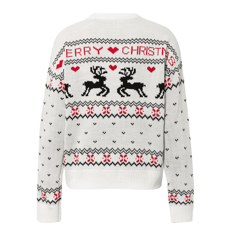 Plus Size Christmas Heart Reindeer Sweater for Women