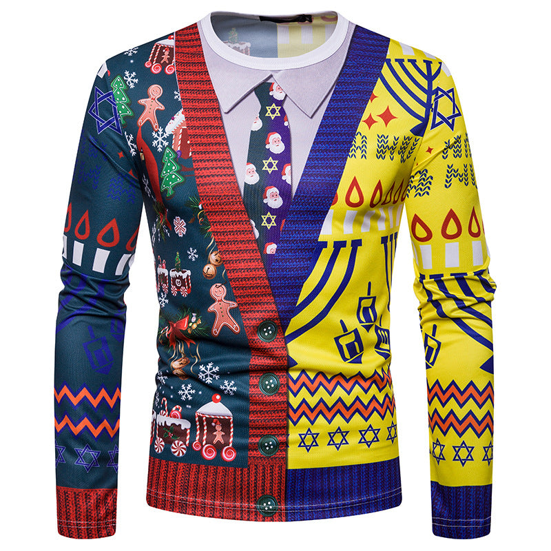 Men's Long Sleeve Christmas Printed T-Shirt | Streetwear