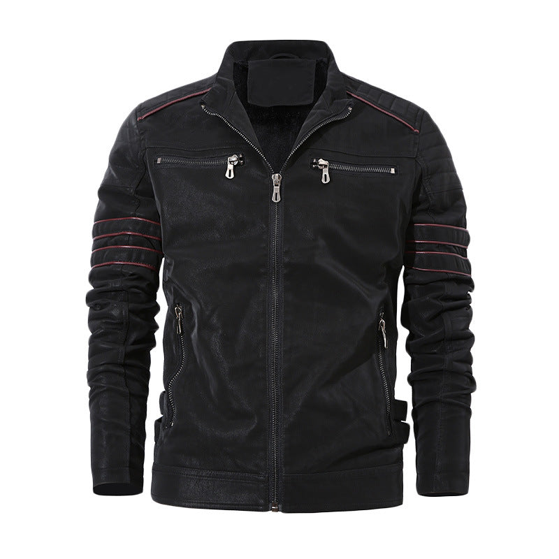 Men's Fleece Leather Jacket for Autumn and Winter
