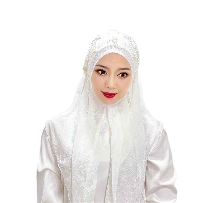 Fashion Muslim Hijab Scarf with Beads and Tassels