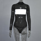 New Mesh Long Sleeve Reflective Bodysuit for Women