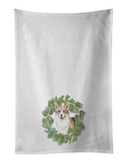 Corgi Tricolor Smiling Christmas Wreath Kitchen Towel Set of 2