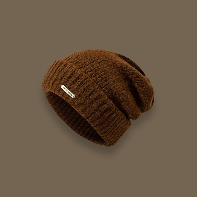 Wool Blend Solid Color Knitted Hat for All Seasons | Embroidered Cap
