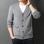 Mid-Green Slim Fit Cardigan Sweater Coat