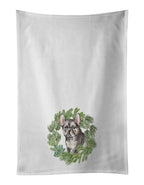 French Bulldog Puppy Black Christmas Wreath Kitchen Towel Set of 2