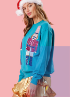 Women's Christmas Sequined Round Neck Sweater