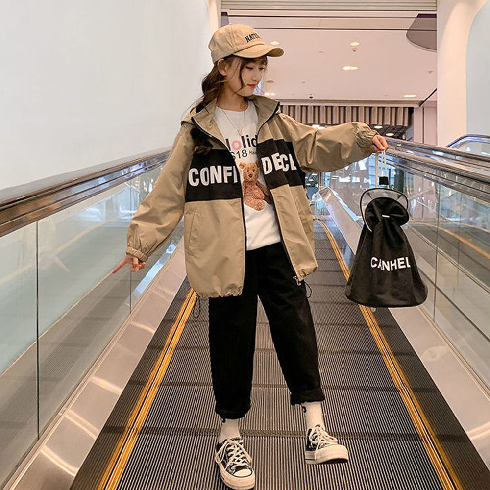 2023 Spring Autumn Hooded Coat for Teen Girls (Ages 5-12)
