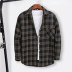 Men's Cotton Flannel Plaid Long Sleeve Dress Shirts