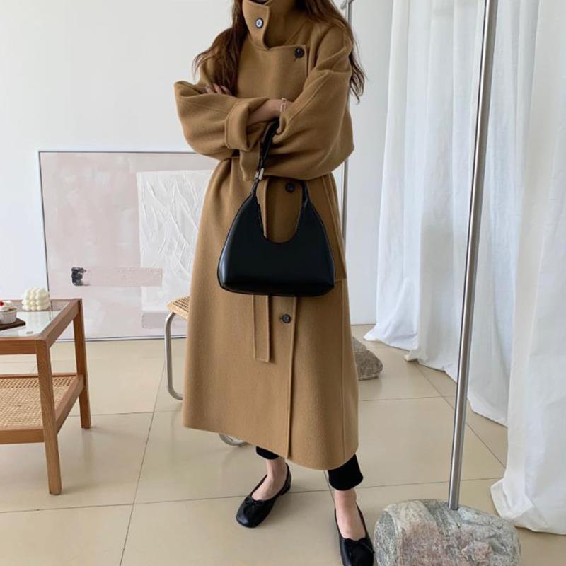 Double-Sided Cashmere Coat for Women, Knee-Length
