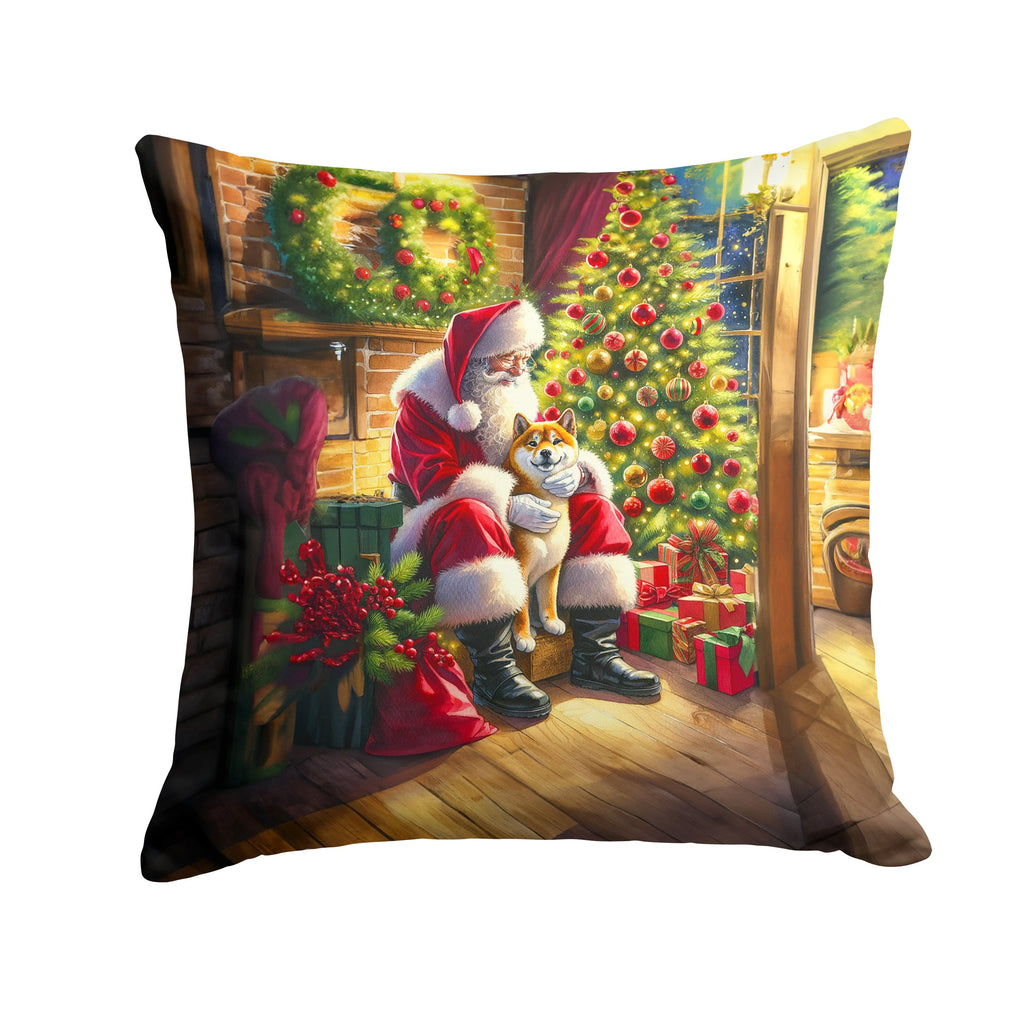 Shiba Inu and Santa Claus Throw Pillow