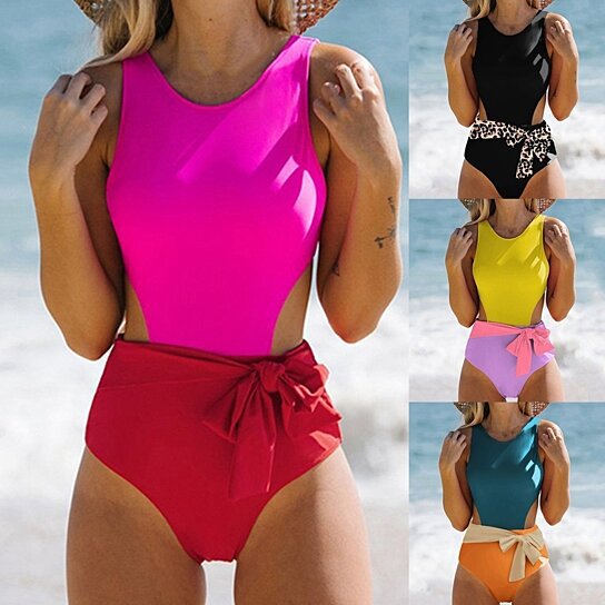 Lorraine 2022 Women's Color Block One-Piece Bikini