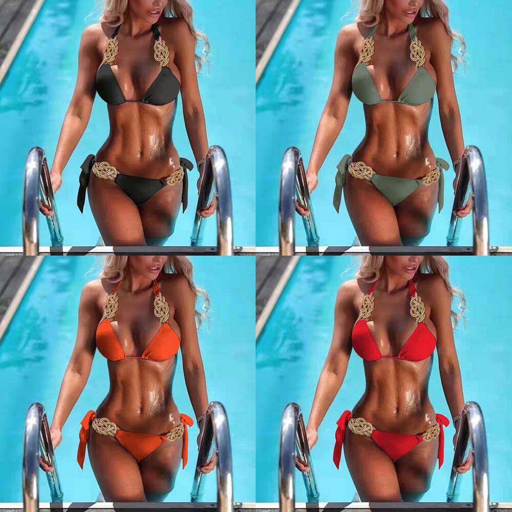 2021 New Solid Color Bikini - Handmade Women's Swimwear